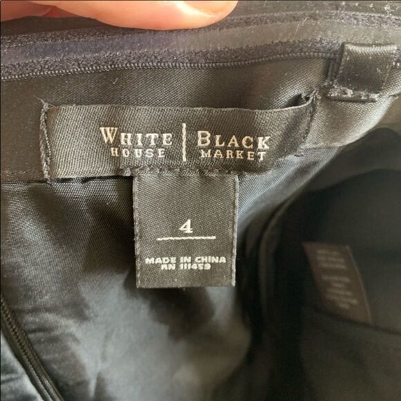 White House Black Market Strapless Pleated‎  Cocktail Dress Black 4 EUC - Picture 7 of 8